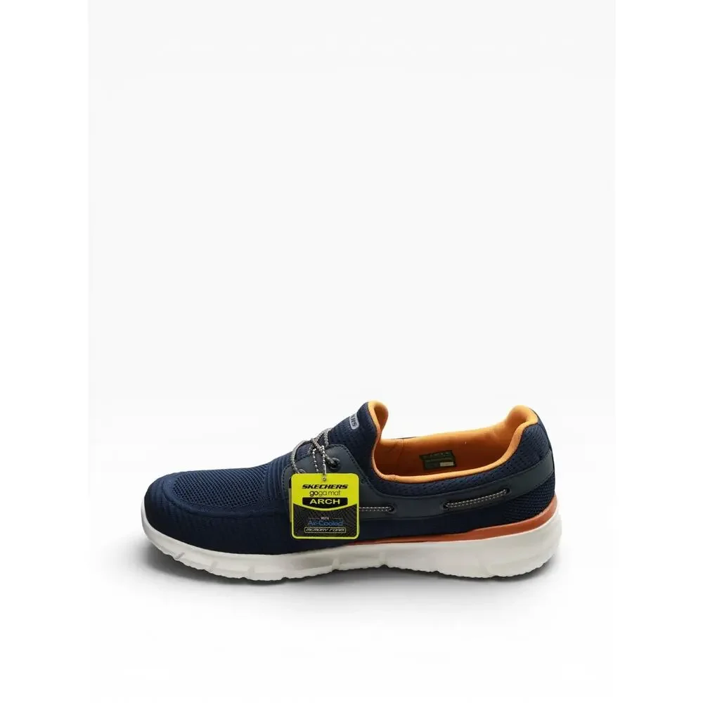SKECHERS MEN'S DEL RETTO-CLEAN SLATE KNITTED BUNGEE SLIP ON, NAVY, 14 W US